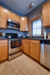 The condo has a fully equipped kitchen that includes a coffee maker, crock pot, microwave, toaster, blender and hand mixer. 